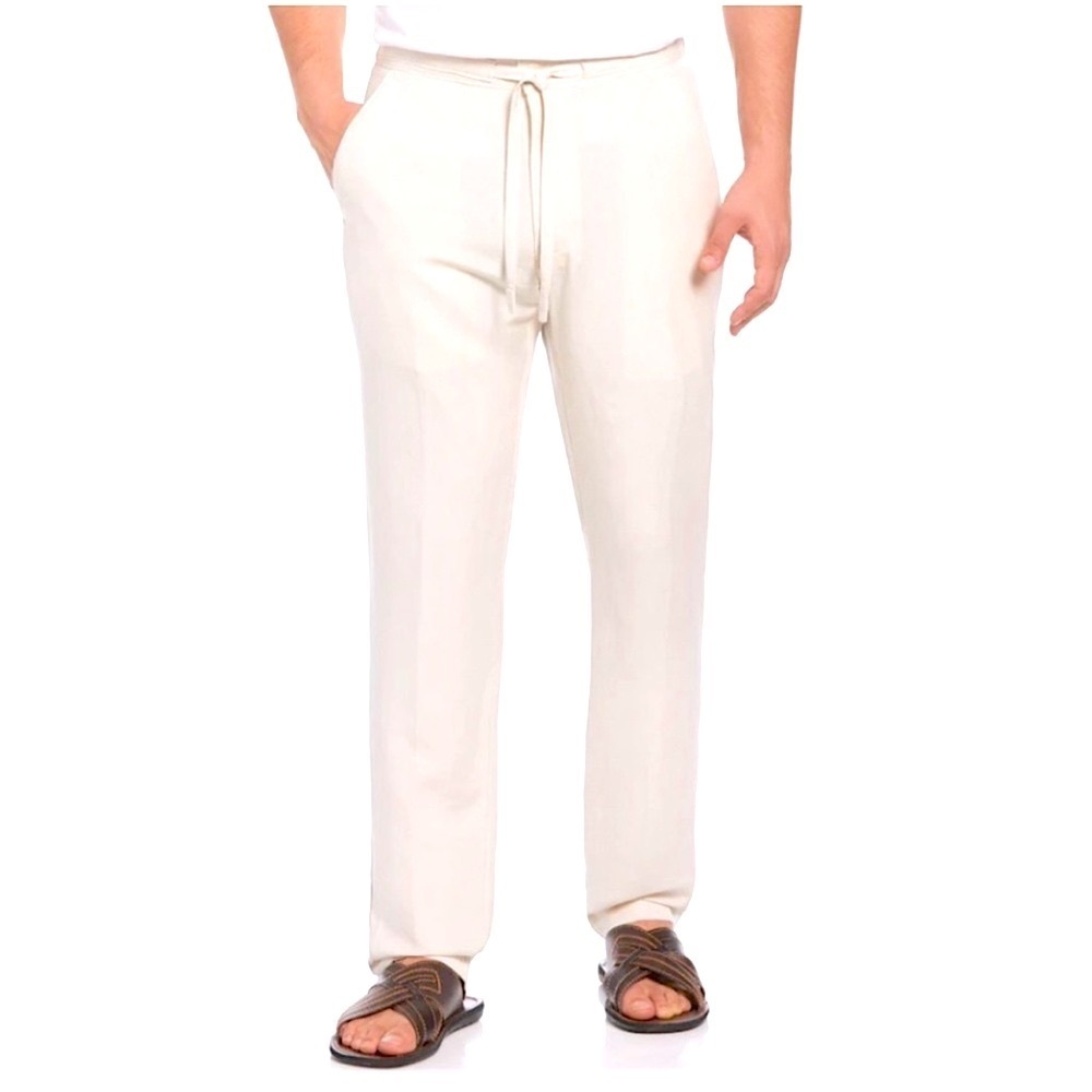 Cubavera Natural Linen Casual drawstring pants with pockets Sz XL
